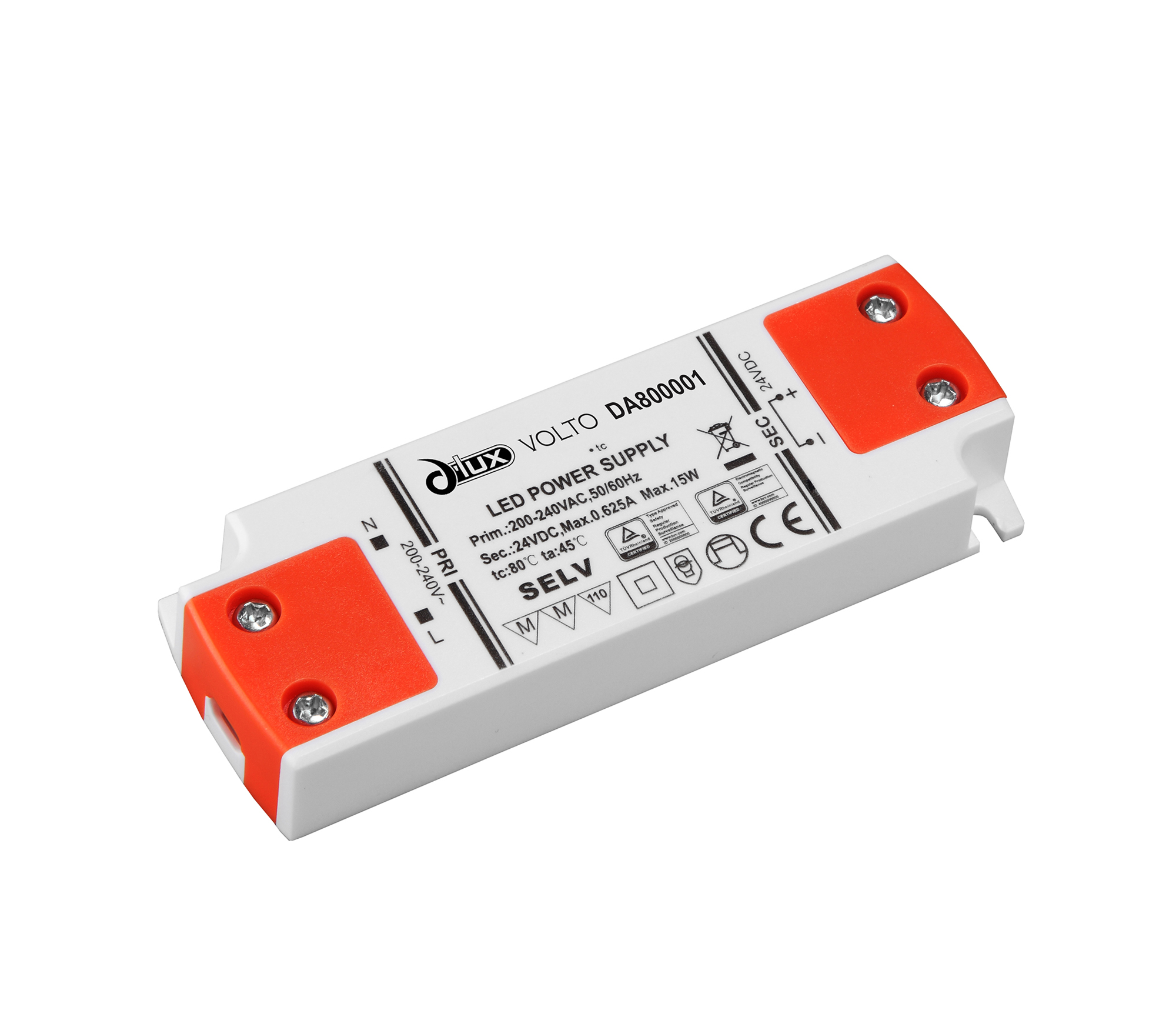 DA800001  Volto; 15W Constant Voltage Non-Dimmable LED Driver; 12VDC